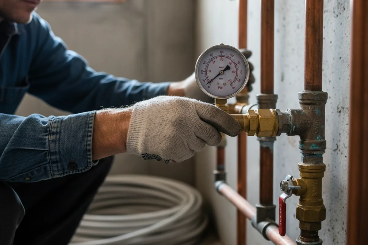 Pressure testing a repaired line during Water Line Repair in Seaside Heights